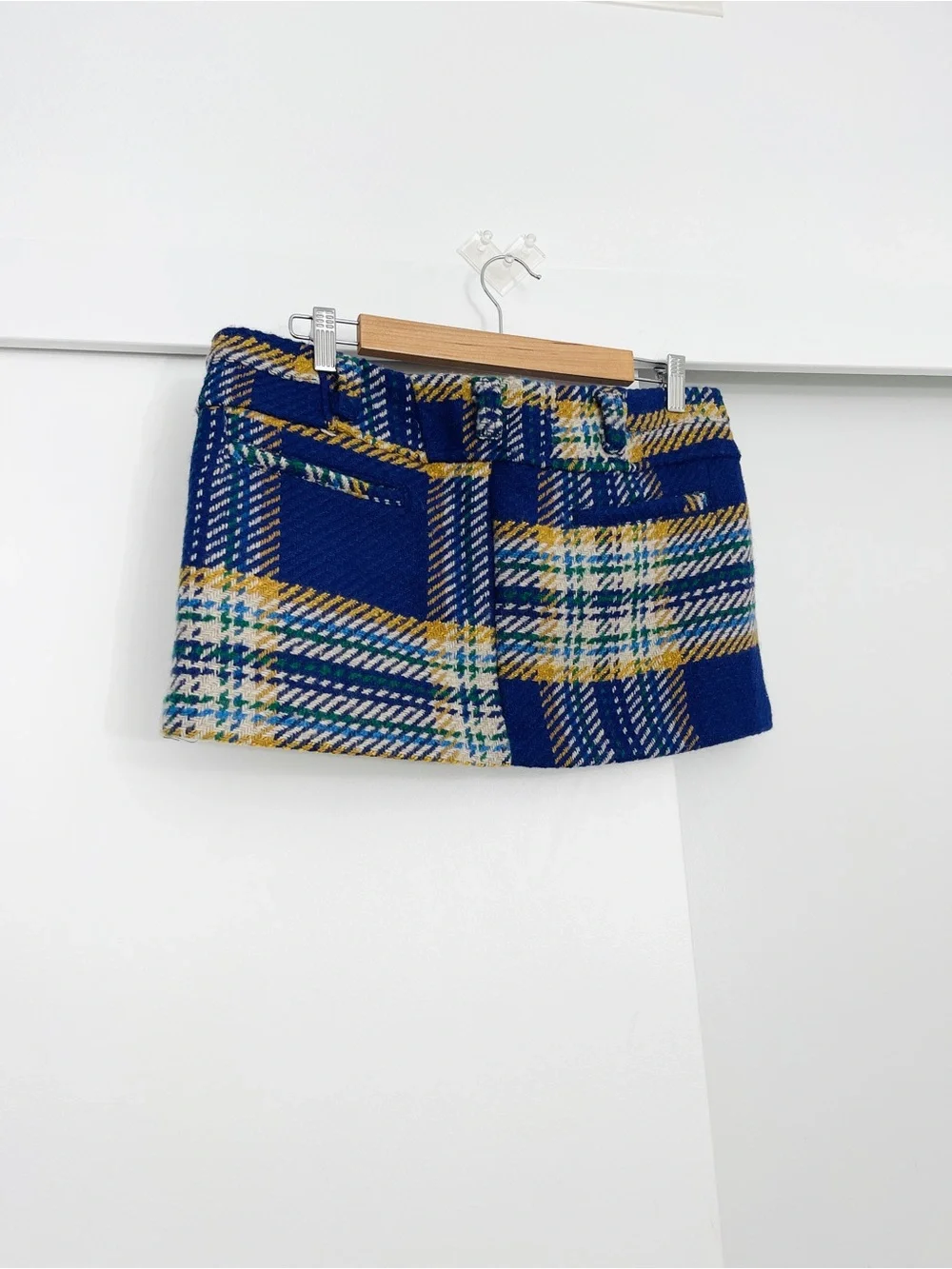 NWT Free People Mille Fleurs Plaid Wool Blend Mini Skirt Size 12
